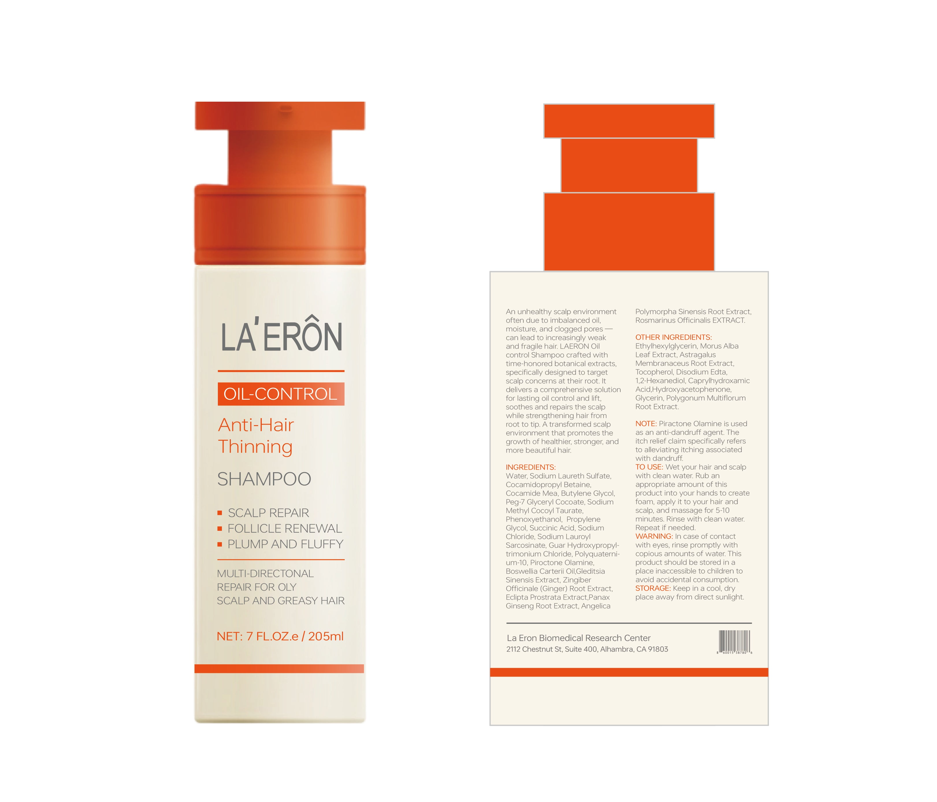 LA'ERON Oil-Control Anti-HairThinning Shampoo Multi-Directona Repair For Oily Scalp And Greasy Hair